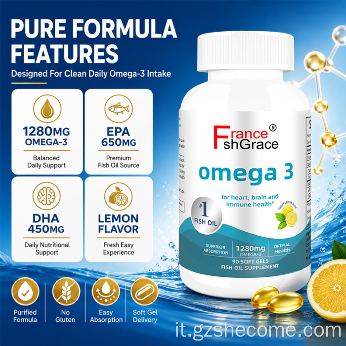 Shecome Capsule molli di supporto antiossidante all'olio di pesce Omega 3